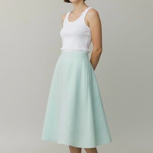 EILEEN FISHER Handkerchief Irish Linen French Knot Skirt - Pool Blue - Size SP